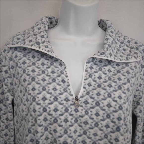 Columbia Women’s Fleece Pullover Med Quarter Zip Fleece Gray Patterned Collared - Picture 3 of 6
